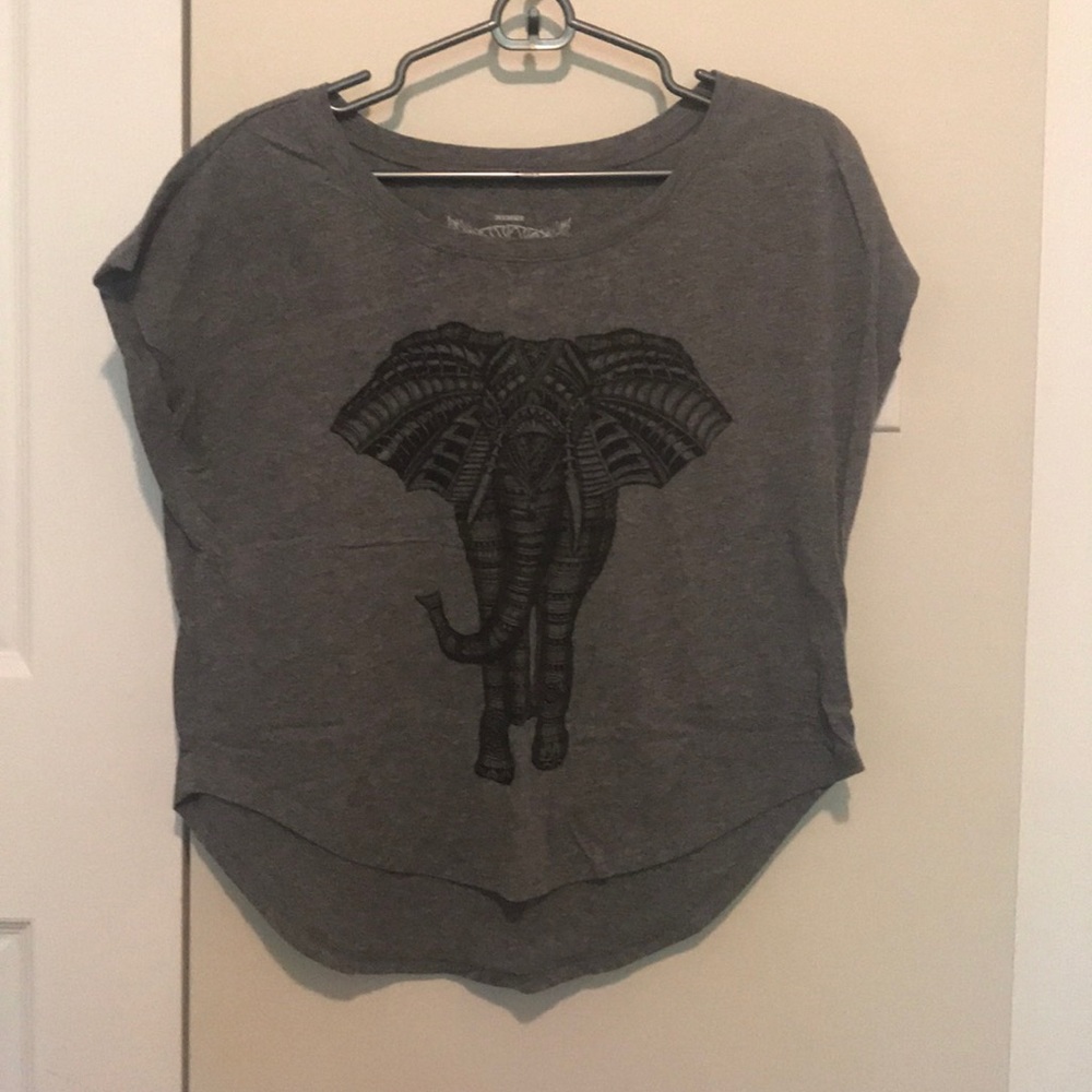 Grey and black elephant top